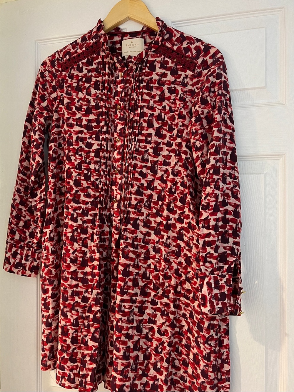 kate spade new york small Red, Burgundy Abstract Print dress silk with pockets